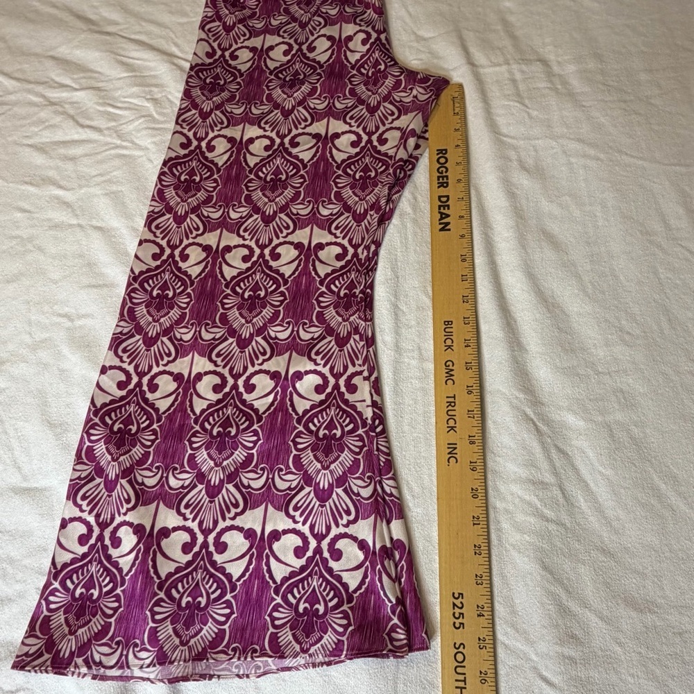ALEXIS Purple Boho Wide Leg Pants Size L High Waist Drawstring Statement Print - Picture 10 of 10